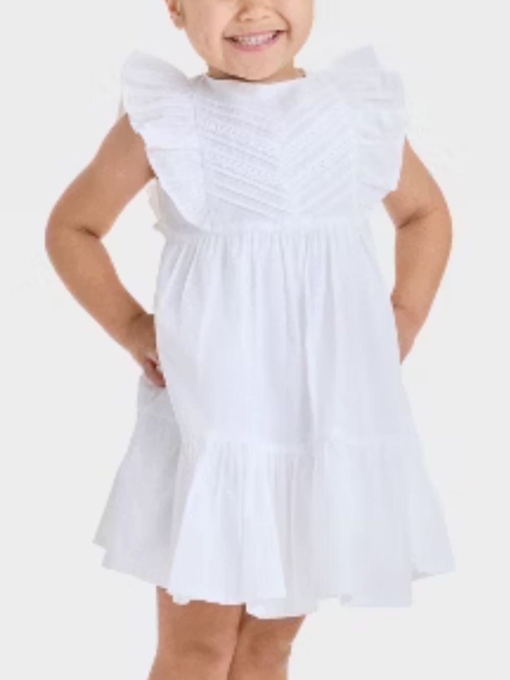NWT OshKosh B'gosh White Ruffle Pintuck Girls Dress